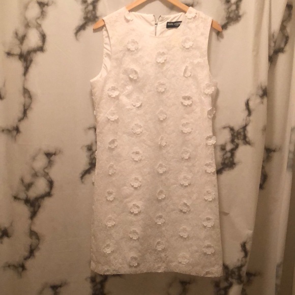 KARL LAGERFELD White Lace Mini Dress with Floral Appliqué - Picture 1 of 6
